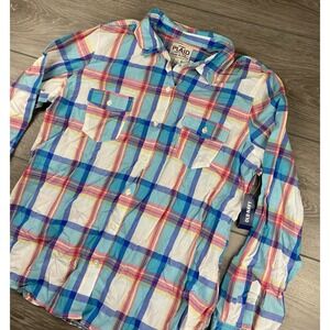 Old Navy Women's Long Sleeve Plaid Button Up Shirt Multicolor Size Large New